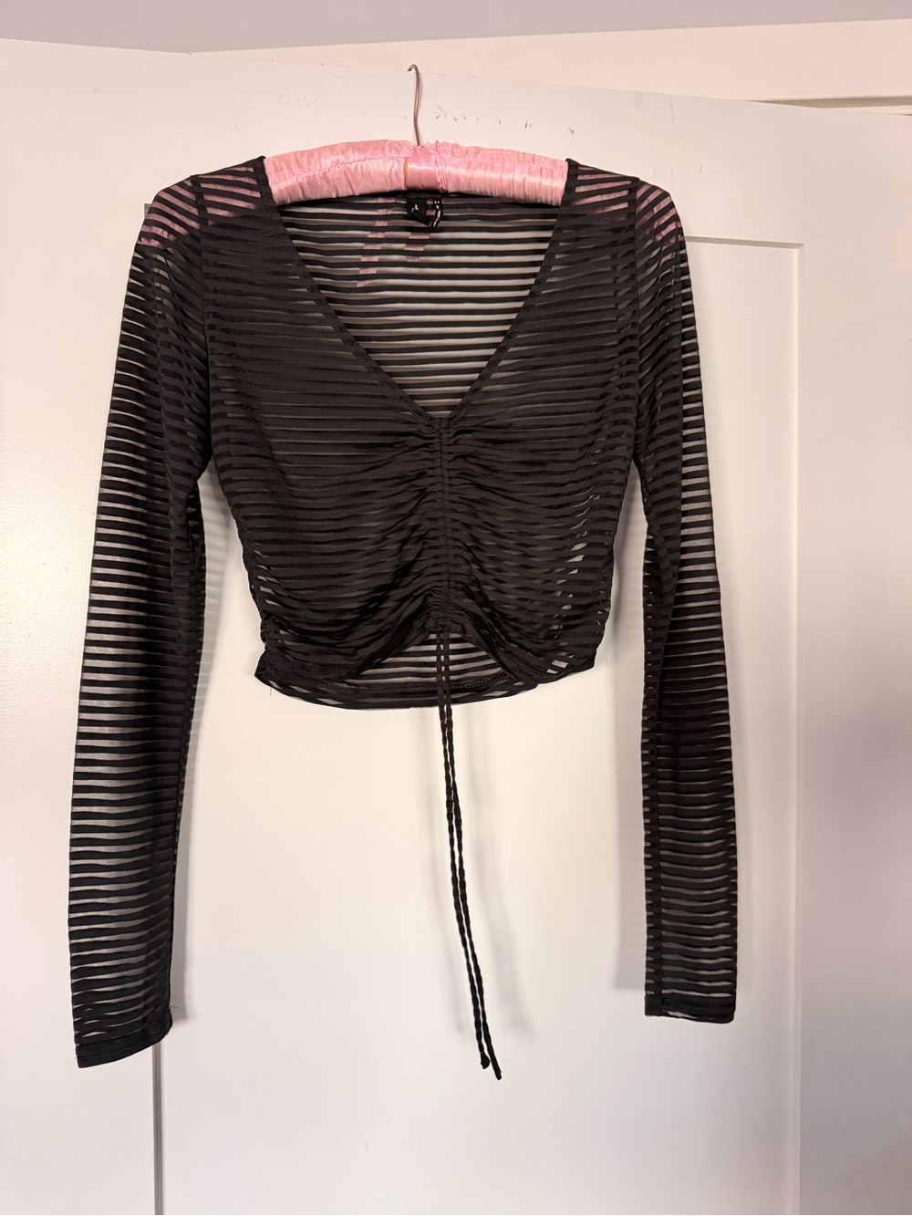 Out From Under Black Sheer Ruched Crop Top